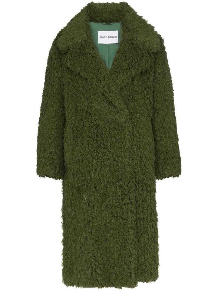 Stand Studio Textured Wrap-around Coat - Green