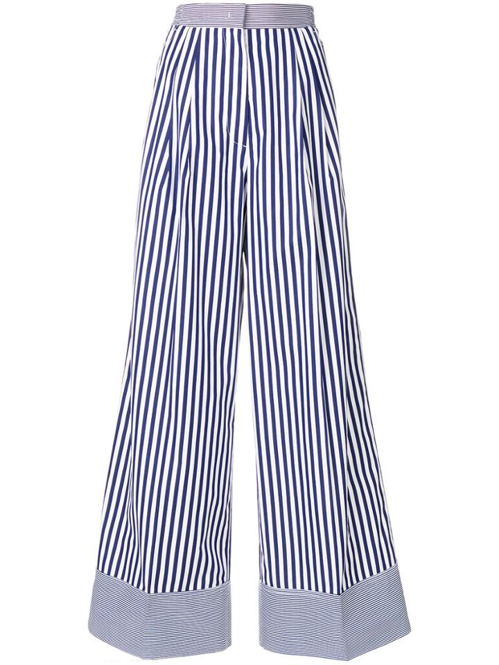 Rossella Jardini Striped Wide Leg Trousers - Blue