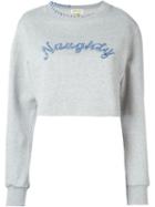 Steve J & Yoni P Naughty Embroidery Crop Sweatshirt