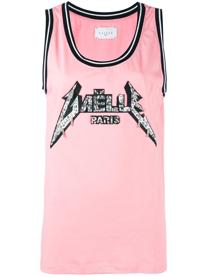 Gaelle Bonheur - Logo Print Tank Top - Women - Cotton - 2, Pink/purple, Cotton