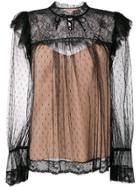 Twin-set Sheer Tulle Detail Blouse - Black