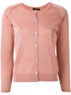 Roberto Collina - Fitted Round Neck Cardigan - Women - Polyester/viscose - M, Pink/purple, Polyester/viscose
