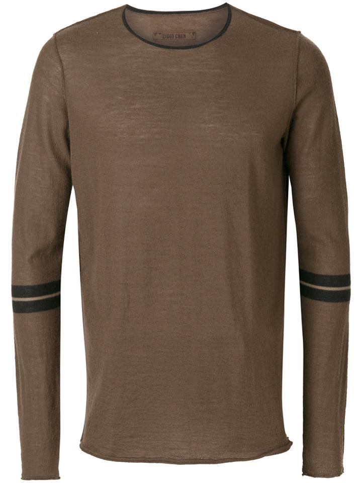 Ziggy Chen Striped Sleeves Sweatshirt - Brown