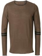Ziggy Chen Striped Sleeves Sweatshirt - Brown