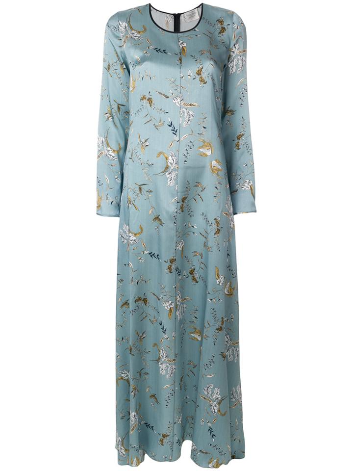 Forte Forte Long-sleeved Flared Floral Dress - Blue