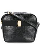 Salvatore Ferragamo Vintage Vara Crocodile-effect Shoulder Bag - Black