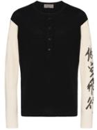 Yohji Yamamoto Henley Message Long Sleeve T-shirt - Black