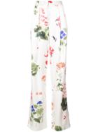 Adam Lippes Floral Print Palazzo Trousers - White