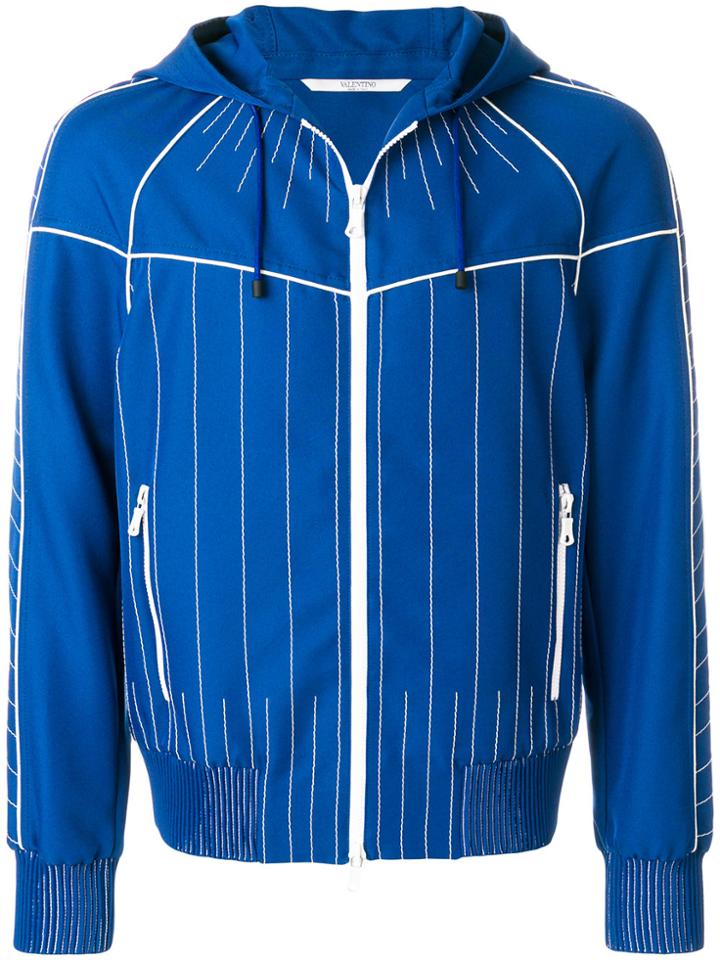 Valentino Stitched Stripe Trim Jacket - Blue