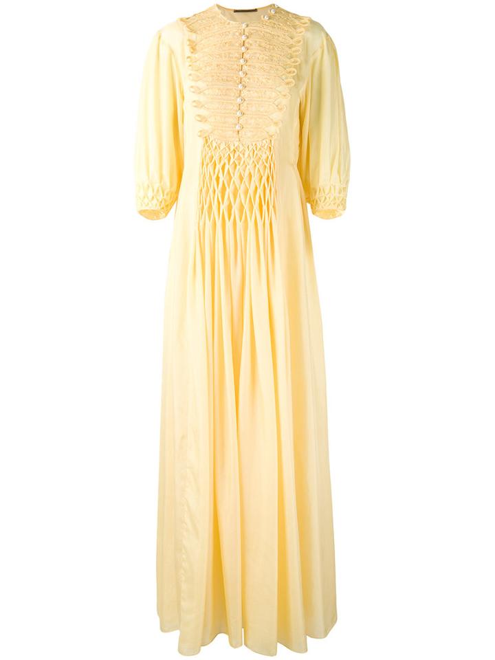 Ermanno Scervino - Embroidered Maxi Dress - Women - Silk - 42, Yellow/orange, Silk