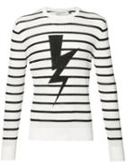 Neil Barrett - Striped Lightning Bolt Sweatshirt - Men - Cotton - L, White, Cotton