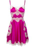 Dolce & Gabbana Silk And Lace Slip Dress, Women's, Size: 44, Pink/purple, Silk/cotton/nylon/spandex/elastane