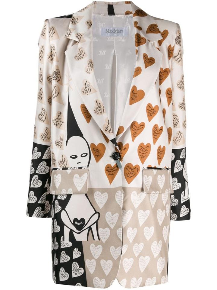 Max Mara Love Heart-print Blazer - Neutrals