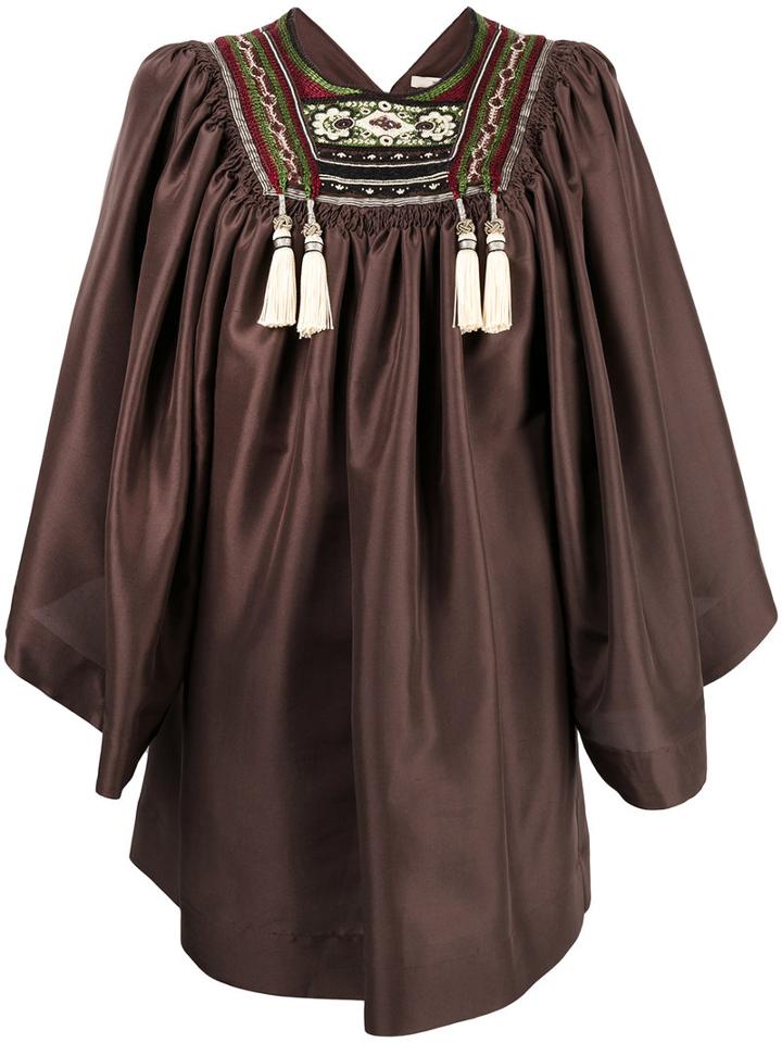 Etro - Embroidered Blouse - Women - Silk/cotton/viscose/metallic Fibre - 40, Brown, Silk/cotton/viscose/metallic Fibre
