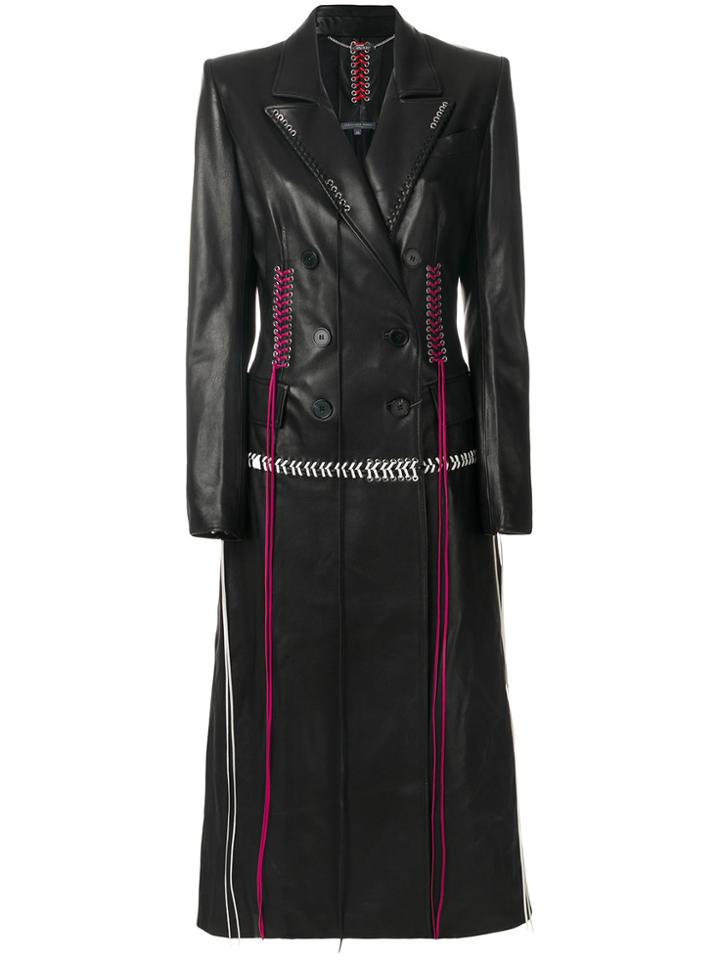 Alexander Mcqueen Lace-up Detail Double-breasted Coat - Black
