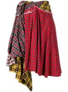 Comme Des Garçons Vintage Deconstructed Plaid Skirt - Red