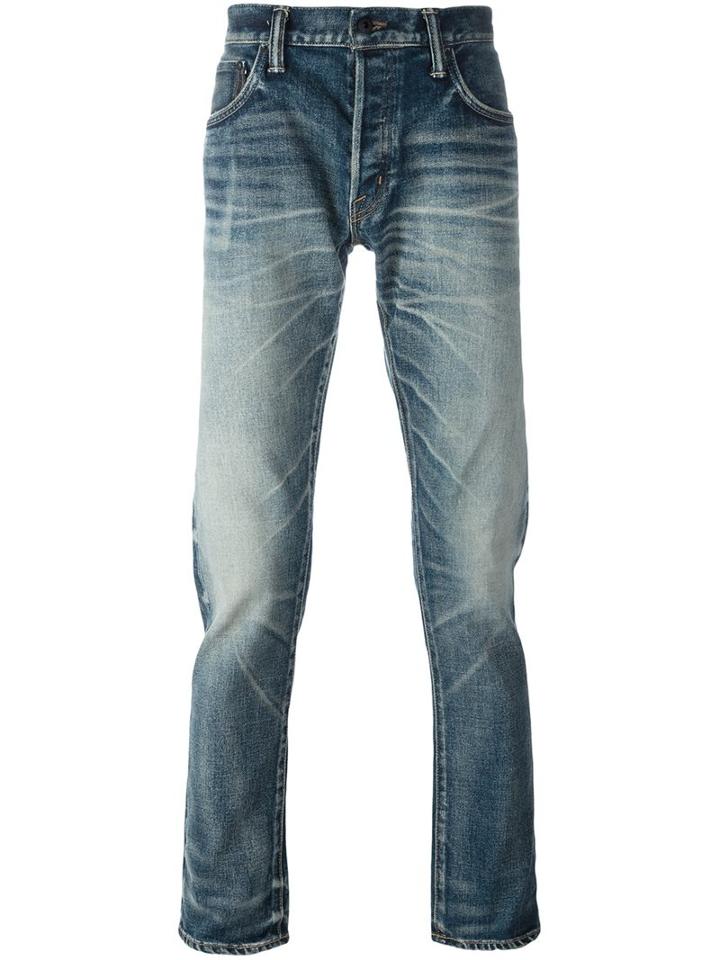 Mastercraft Union Hard Stonewash Effect Tapered Jeans, Men's, Size: 34, Blue, Cotton/polyurethane