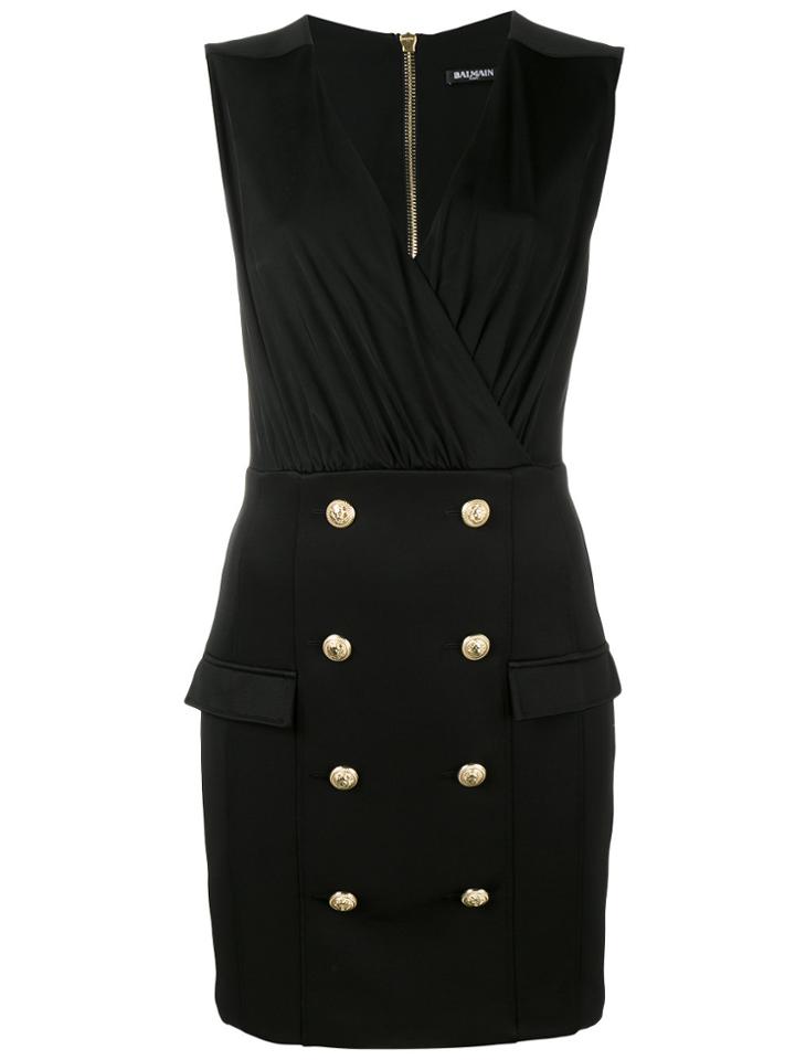 Balmain Military Cocktail Dress - Black