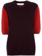 Marni Colour Block Short Sleeve Jumper, Women's, Size: 40, Pink/purple, Virgin Wool