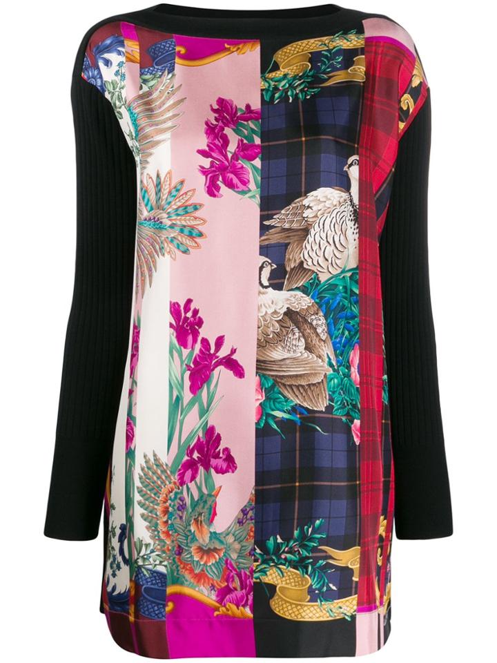 Salvatore Ferragamo Graphic Print Panel Top - Black