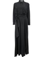 Faith Connexion Tie Waist Shirt Dress, Women's, Size: 40, Black, Cotton/polyester/spandex/elastane
