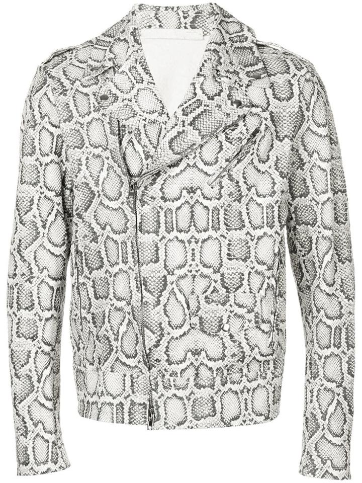 Salvatore Santoro Snakeskin Biker Jacket - Neutrals