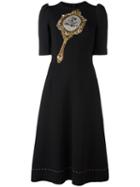 Dolce & Gabbana Mirror Patch Dress, Women's, Size: 38, Black, Virgin Wool/polyamide/spandex/elastane