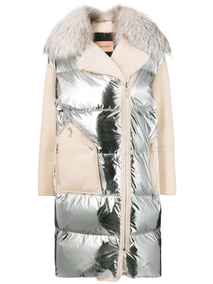 Yves Salomon Padded Zip-up Coat - White