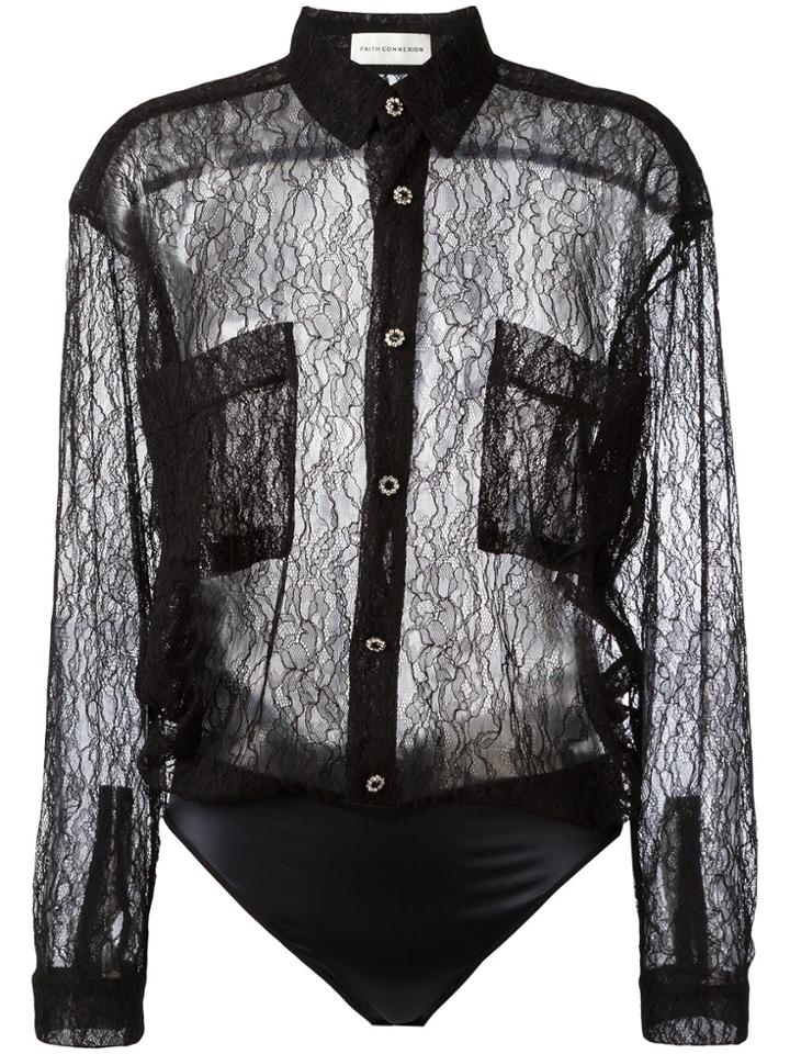 Faith Connexion Lace Body Shirt - Black