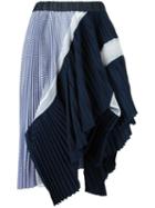Sacai Asymmetric Pleated Skirt, Women's, Size: 2, Blue, Cotton/polyester