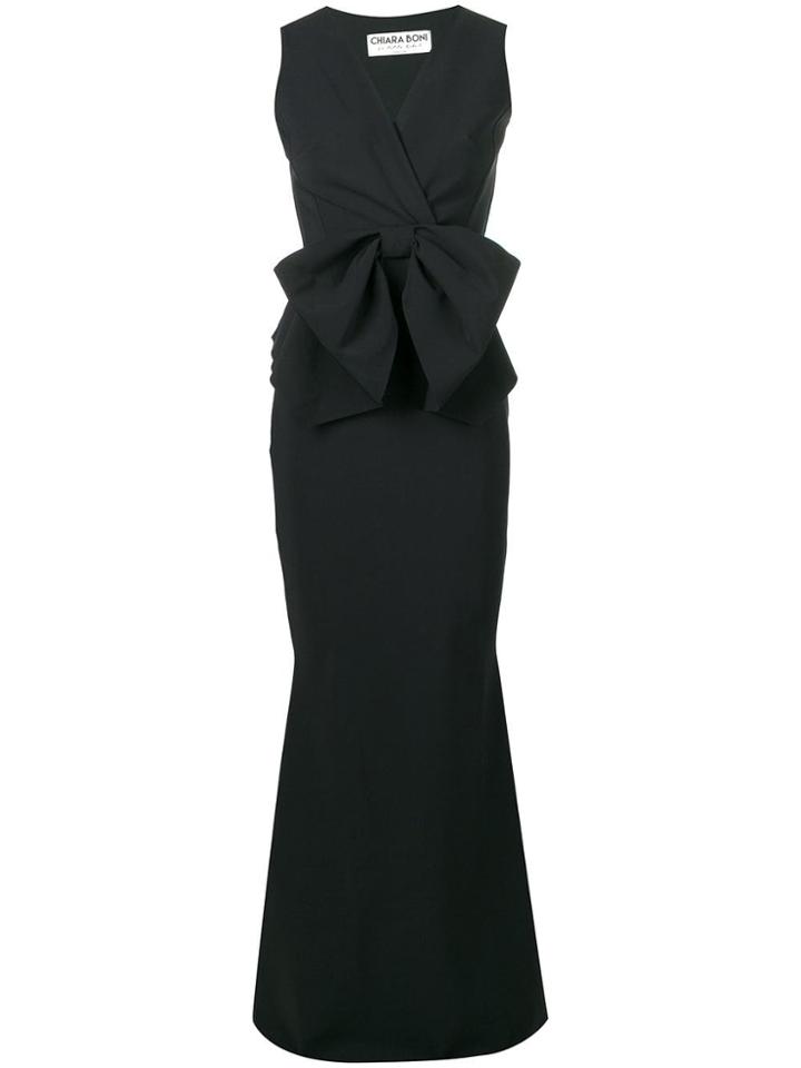 Le Petite Robe Di Chiara Boni Bow-tie Detail Long Dress - Black