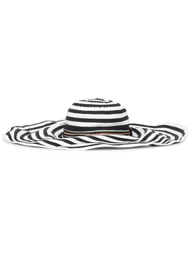 Missoni Striped Wide-brim Hat, Women's, Size: Medium, Black, Cotton/polyester