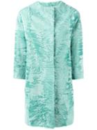 Liska Textured Coat, Women's, Size: 42, Green, Silk/lamb Fur