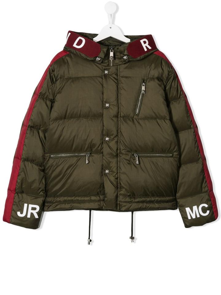 John Richmond Junior Teen Logo Padded Jacket - Green