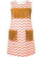 Au Jour Le Jour Zigzag Detail Fringed Dress, Women's, Size: 40, Red, Cotton/linen/flax/polyester/cupro