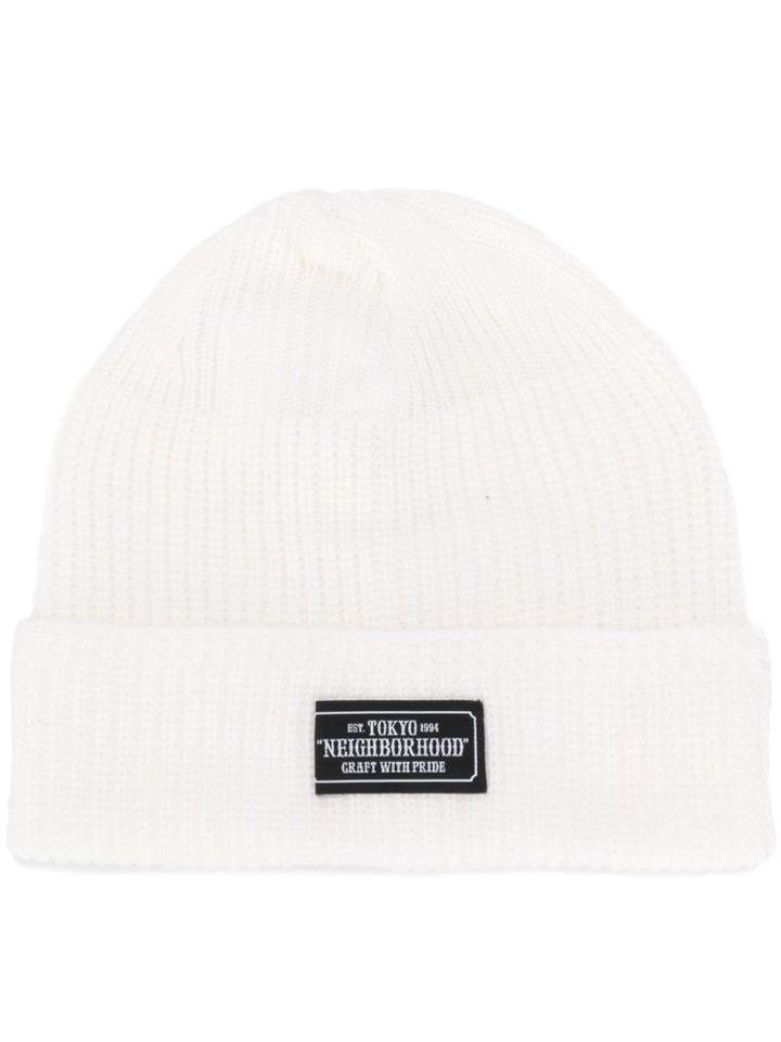 Neighborhood Cable Knit Beanie Hat - White