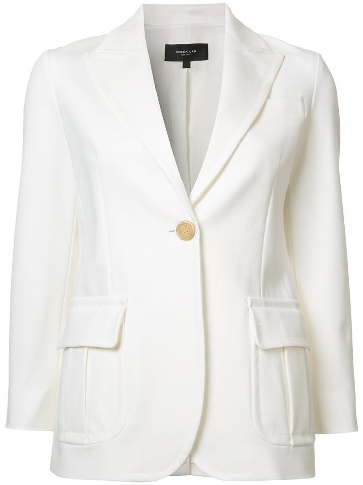 Derek Lam Broad Lapel Blazer, Women's, Size: 44, White, Spandex/elastane/silk/viscose/polyamide