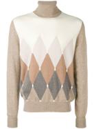Ballantyne Diamond Instarsia Turtleneck Sweater - Nude & Neutrals