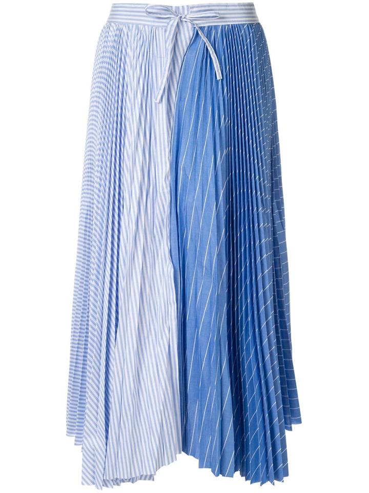 Jejia Pleated Striped Skirt - White