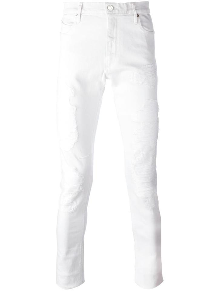 Road To Awe Distressed Slim Fit Jeans, Men's, Size: 31, White, Cotton/polyester/spandex/elastane