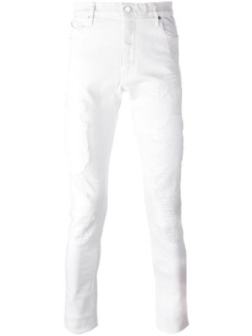 Road To Awe Distressed Slim Fit Jeans, Men's, Size: 31, White, Cotton/polyester/spandex/elastane