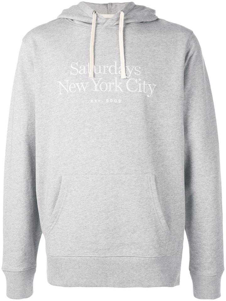Saturdays Nyc Logo Print Hoodie - Grey