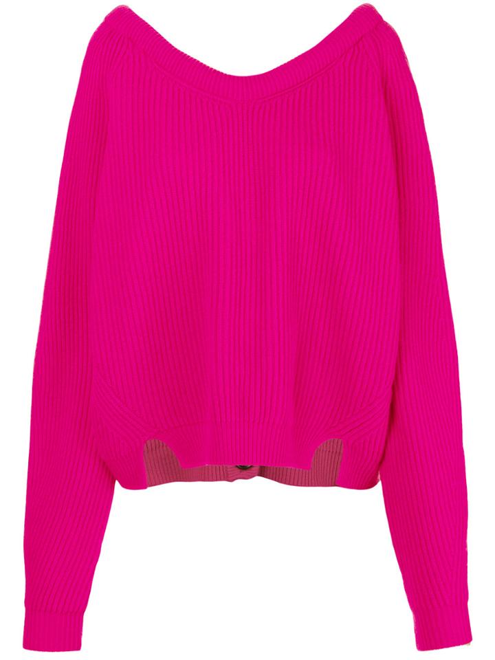 Erika Cavallini Rear Buttoned Sweater - Pink & Purple