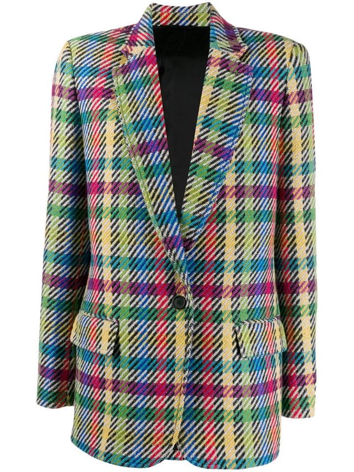 Attico Colour-block Houndstooth Blazer - Red