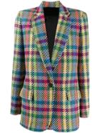 Attico Colour-block Houndstooth Blazer - Red