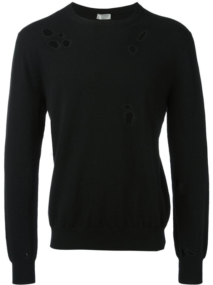 Dior Homme - Perforated Trim Jumper - Men - Cashmere/virgin Wool - M, Black, Cashmere/virgin Wool