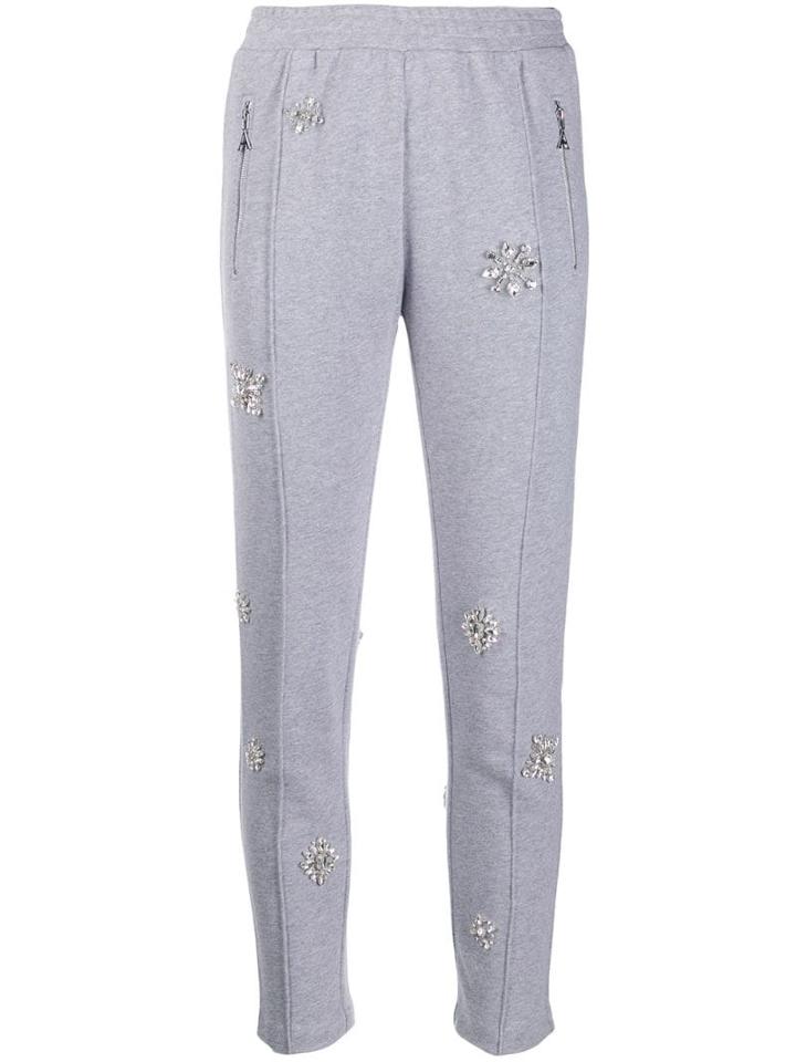 Area Embellished Cropped Track Trousers - Grey