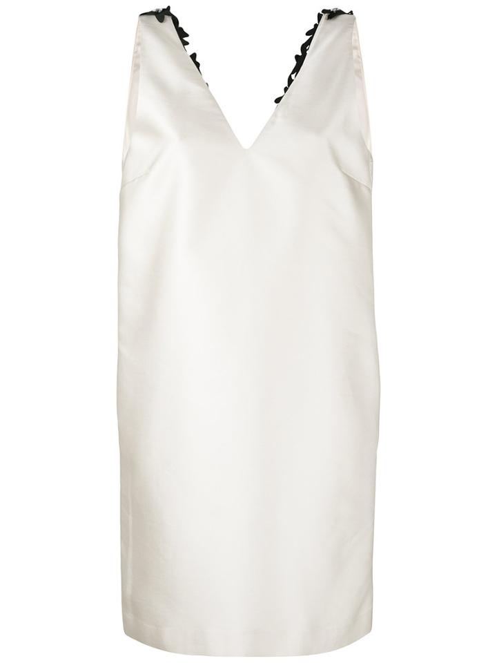 Floral Appliqué V-neck Dress - Women - Silk/cotton/polyester/polyurethane - 4, Nude/neutrals, Silk/cotton/polyester/polyurethane, 3.1 Phillip Lim