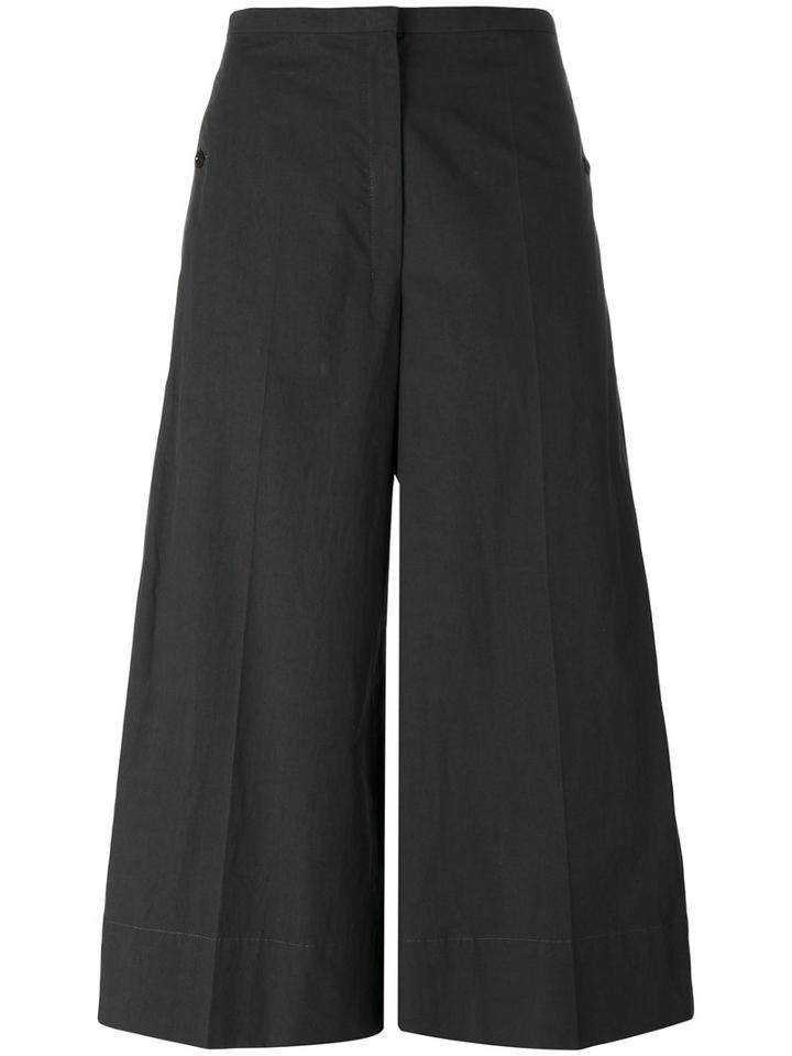 Lemaire - Cropped Wide-leg Trousers - Women - Cotton - 38, Women's, Black, Cotton
