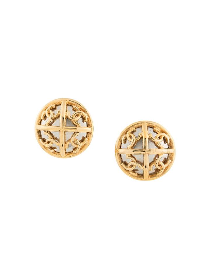 Chanel Pre-owned Cc Button Earrings - Metallic